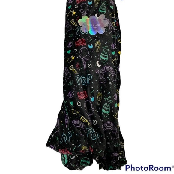 Pop Art Doodle Print Icecream Rainbow Palmistry Moon Eye Oversized Plush Blanket - Picture 1 of 12